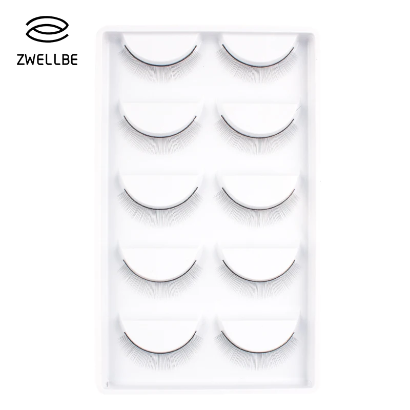 Zwellbe 5/10 пар практичные мягкие натуральные накладные ресницы ручной работы для наращивания макияжа для начинающих ресницы для обучения инструменты для практики