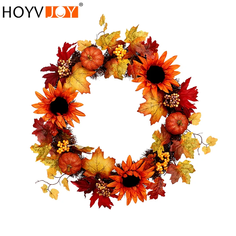 HOYVJOY осень Подсолнух кленовый лист ручной работы ГИРЛЯНДА 24 дюйма на День
