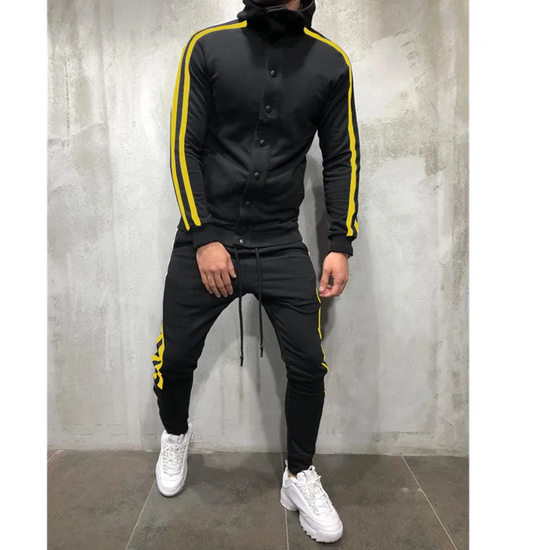 Hot style hooded cardigan men's fashion hip-hop collage casual sports suit | Мужская одежда