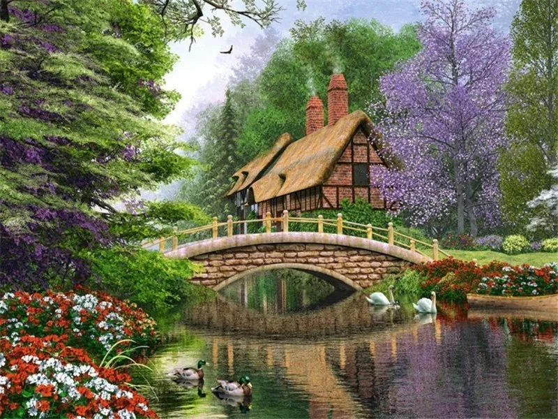 AZQSD Diamond Mosaic Spring Scenery Diamond Painting DIY Full Square Round Diamond Embroidery Rhinestone Home Decoration - Цвет: 2550Z