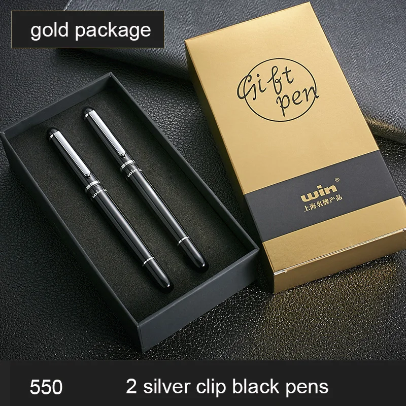 2 silver clip black Набор подарочных шариковых шариков с шариками и шариками, изысканная точка 0,5 мм, черные чернила, металлические черные, белые, красные, деловые офисные ручки для мужчин и женщин - Цвет: 2 silver clip black