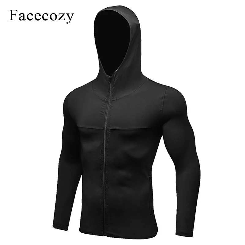 Facecozy мужская тренировочная куртка с капюшоном для бега на молнии в стиле пэчворк
