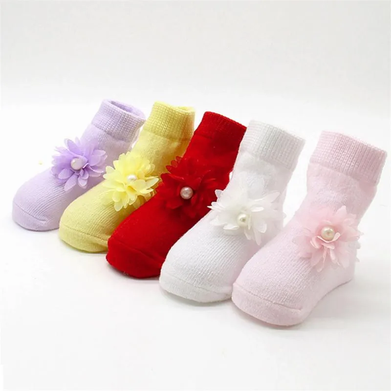 Носки из хлопка с цветочным принтом для девочек милые теплые короткие носки на - Фото №1