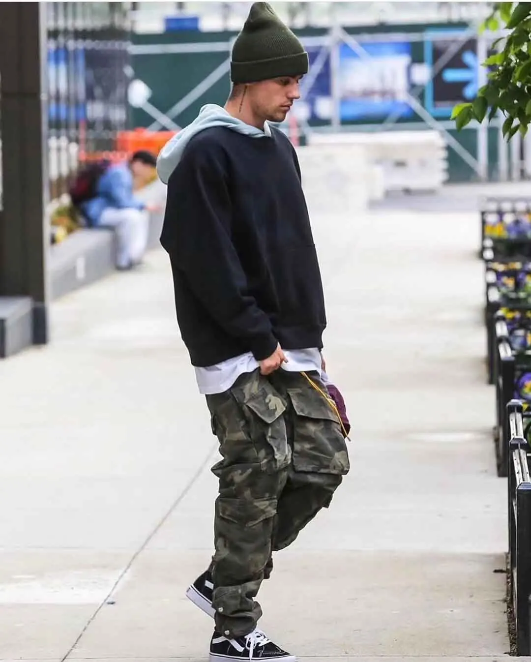 hi streetwear camo muliti pockets cargo pants justin biber clothes