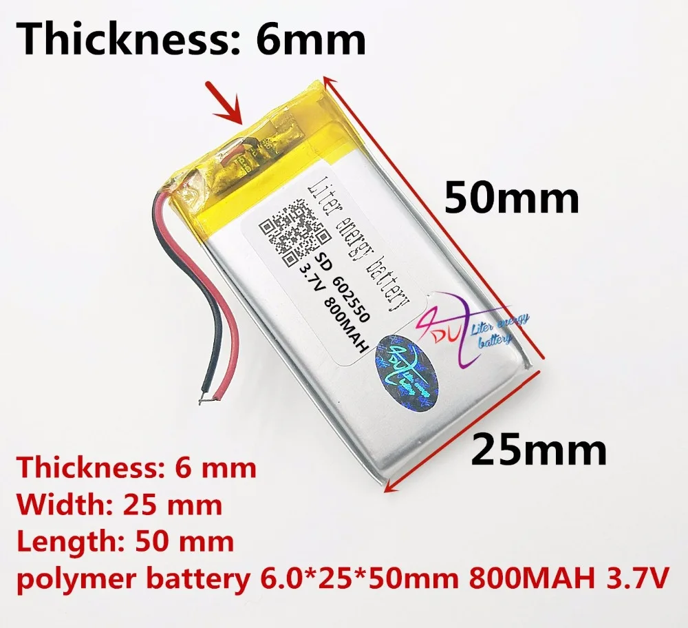 Лучший бренд аккумуляторов 3 7 В литий полимерный аккумулятор 602550 800 мАч GPS