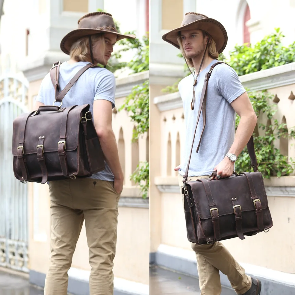 Мужской рюкзак из воловьей кожи Tiding дизайнерский дорожный портфель для ноутбука