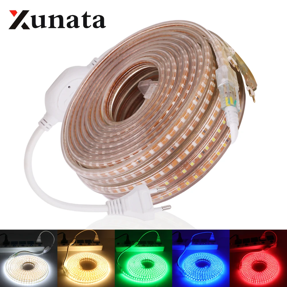 

220V 2835 SMD 120Leds/m Flexible Led Strip Light IP67 Waterproof Ribbon Tape Lamp With EU Dimmer For Home Christmas Party Decor