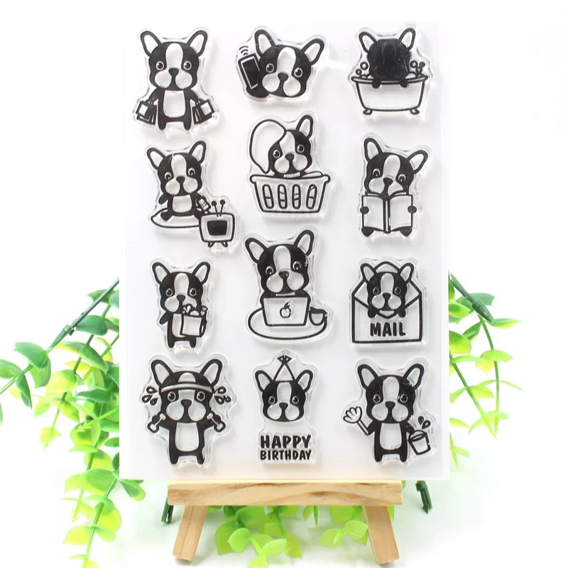 Прозрачные силиконовые штампы KSCRAFT с милыми собаками для скрапбукинга сделай