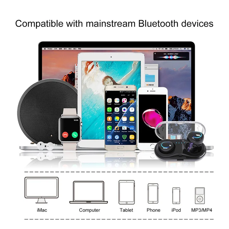 Модные bluetooth-наушники, музыкальная гарнитура, сенсорный наушник, шумоподавляющий наушник, беспроводные наушники для IPhone 7 X Xiaomi