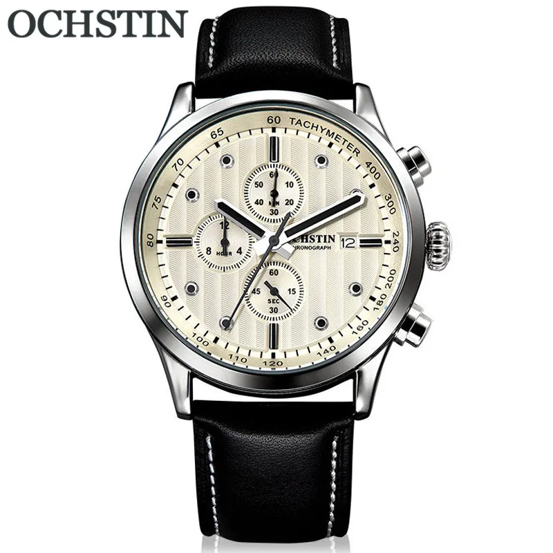 GQ04206 without box OCHSTIN мужские наручные часы Топ люксовый бренд Хронограф Календарь спортивные мужские часы военные армейские из натуральной кожи мужские кварцевые часы 042 - Color: GQ04206 without box