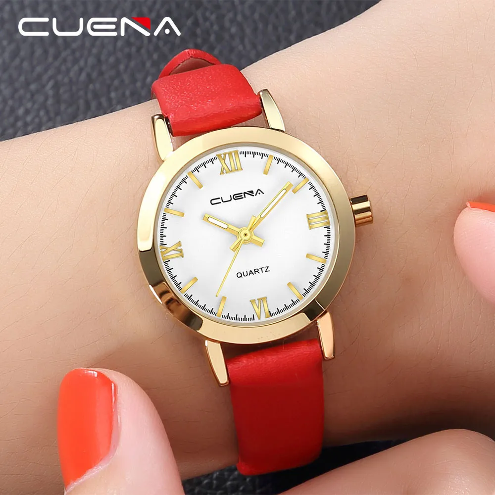 Женские наручные часы CUENA кварцевые кожаные высокого качества женские