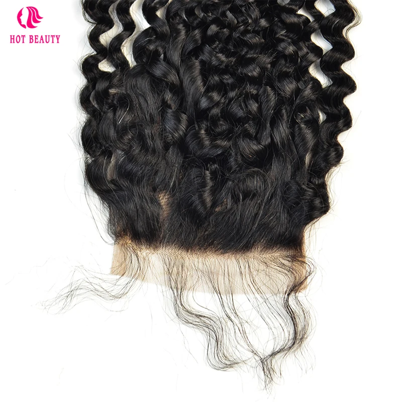 Красивые бразильские человеческие волосы Remy кудрявые на шнурке 8-20 дюймов 4X4