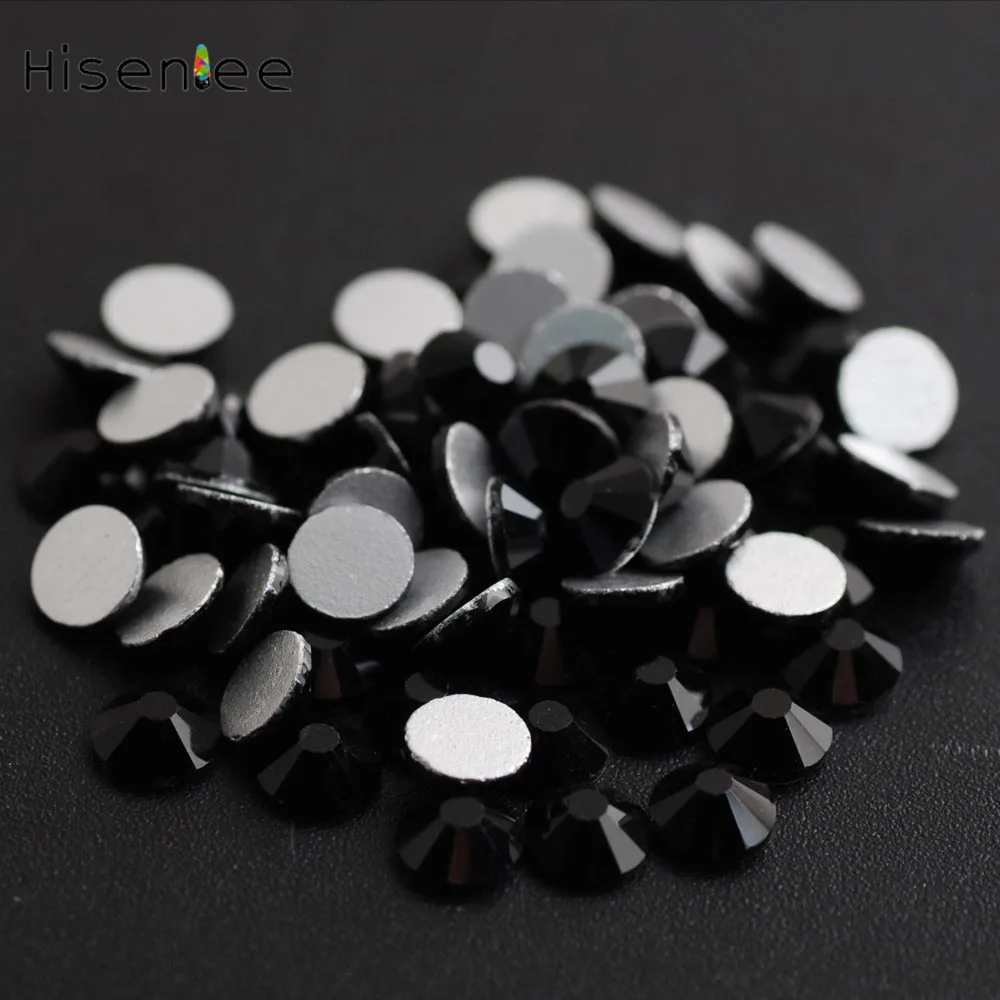 jet black Супер Блестящий SS6 2 мм 1440 шт Кристалл с плоской задней частью 2 мм Стразы для ногтей 3D Стразы без горячей фиксации аксессуары для маникюра - Цвет: jet black