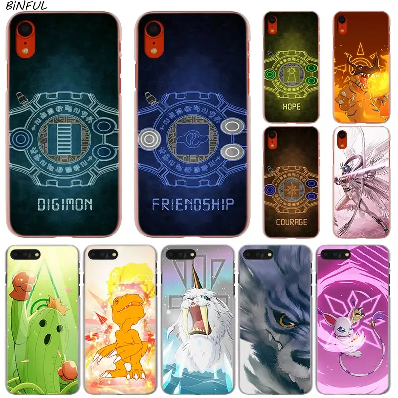 Модный прозрачный жесткий чехол для телефона с аниме Digimon iPhone X XS Max XR 8 7 6 6s Plus 5 SE 5C 4