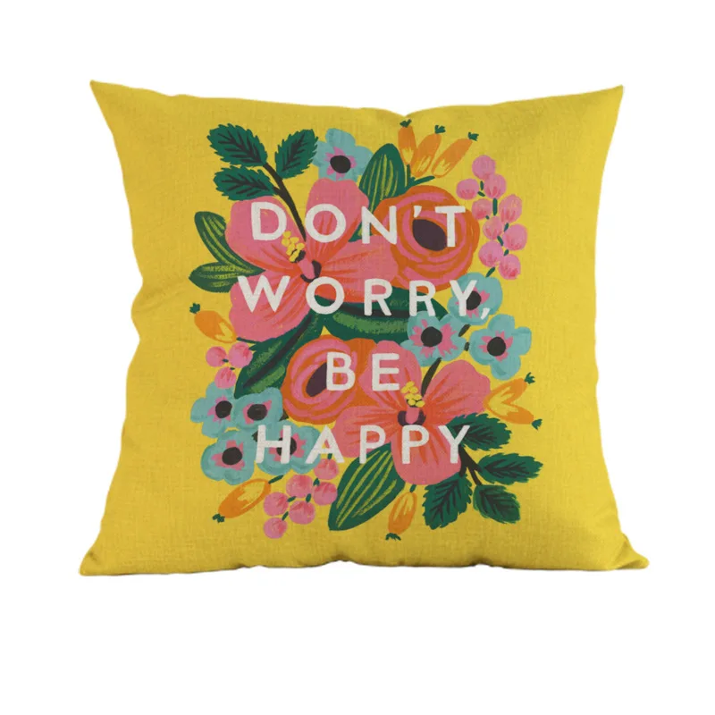 Наволочки на диванную подушку с Тропическими Цветами и птицами розовые желтые