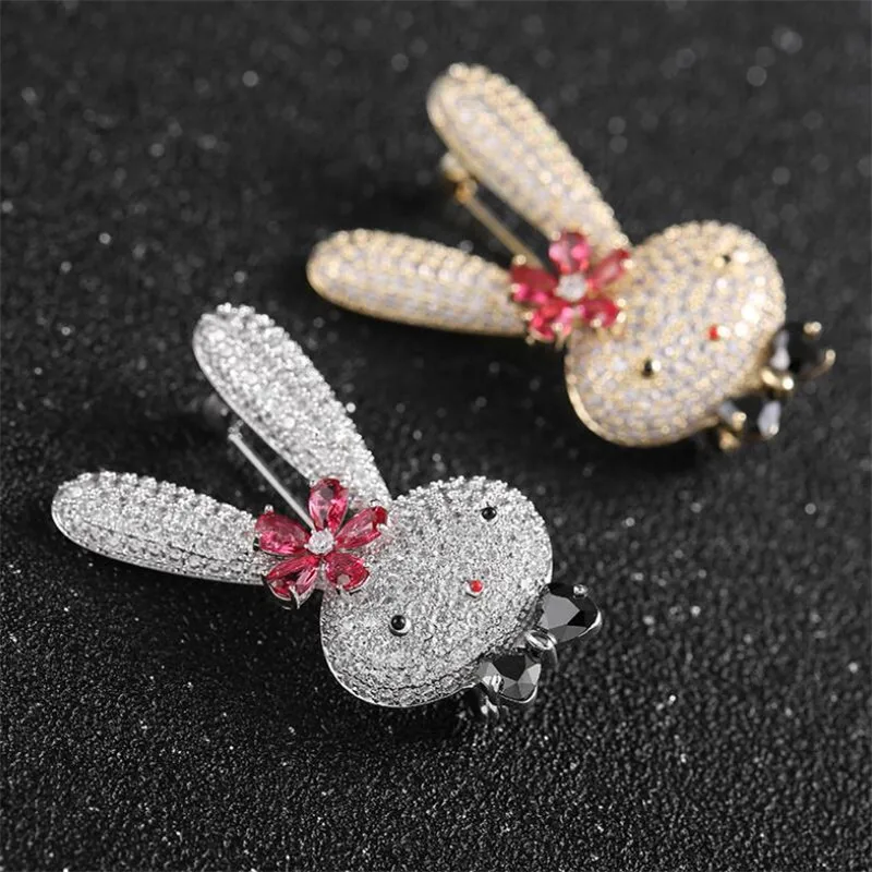 Блестящие стразы милый кролик броши для женщин и девочек мультяшная брошь в виде