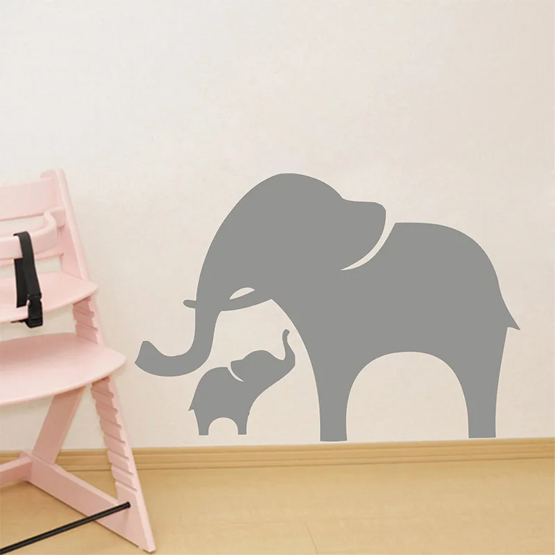 Наклейка на стену Мама и слон Виниловая наклейка для детской комнаты животных