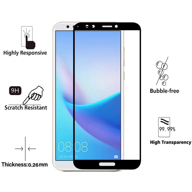 Soultz Full Tempered Glass for Huawei Enjoy 8 Plus 8E lite Y9 2018 Screen Protector honor 7C Y7 Prime Protective Film | Мобильные