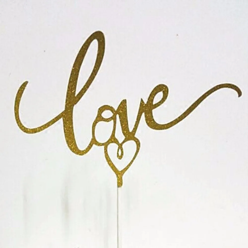 12 см Золотой Серебряный торт Love Heart топперы подставки для капкейки обертки