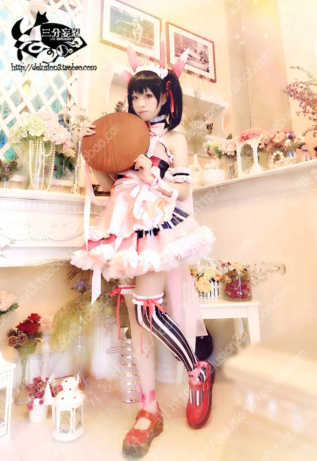 

LoveLive! Valentine's Day The Maid Dress Yazawa Nico Cosplay Costume Headdress+Neck+Dress+Belt+Apron+Socks
