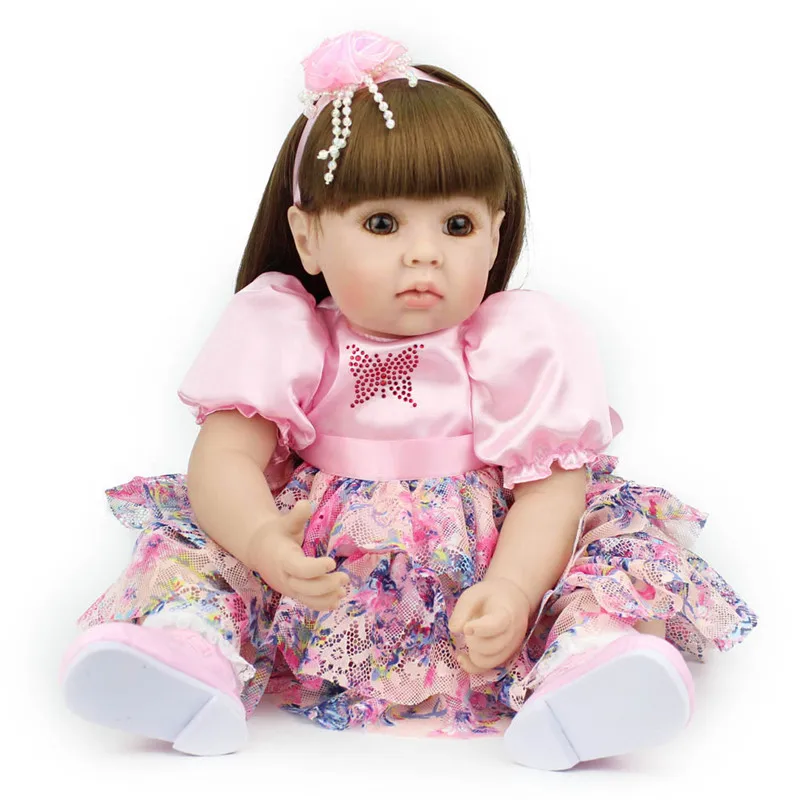 

girls doll reborn bebe Long haired Princess babies reborn dolls Soft Silicone Lifelike toys Girl XMAS Gift