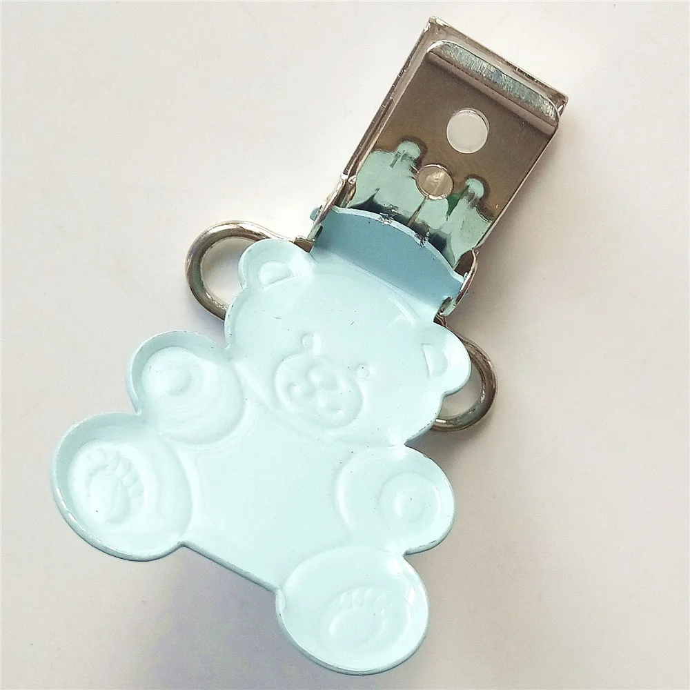 20pcs 25mm fashion free sample soft blue ted bear shape pacifier holder clips 2016 wholesale | Дом и сад