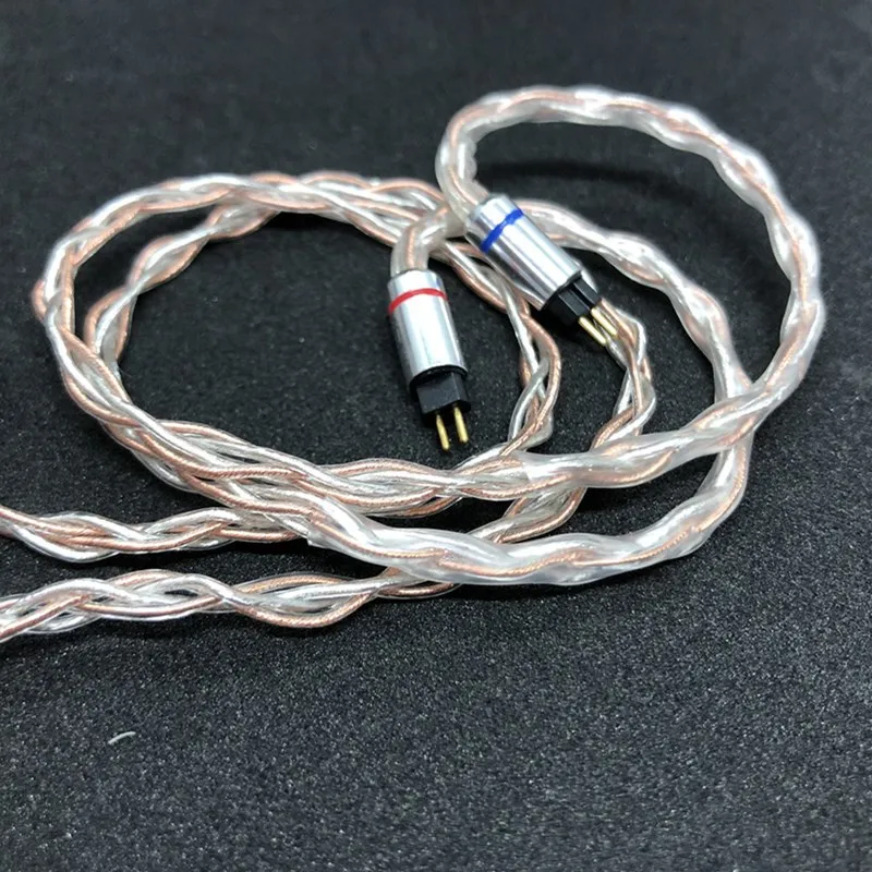 PIZEN Шейным Bluetooth беспроводной адаптер APTX AAC 2PIN MMCX 4 ядра смешанный OCC посеребренный кабель микрофон для KZ Shure TF10 W4R IE80