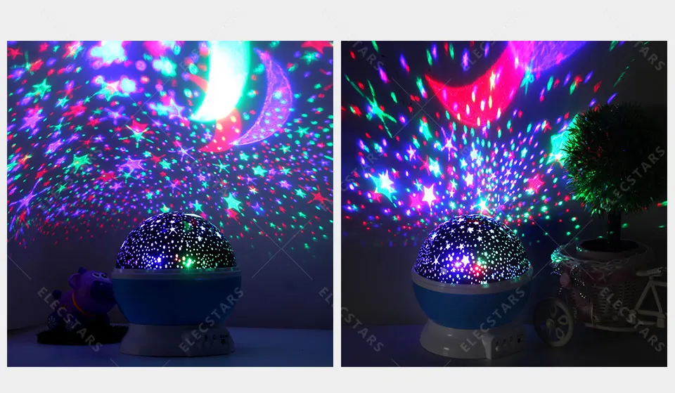 Elecstars LED Night Light Atmosphere lamp gift Star Projector Lamp Rotating Battery USB Romantic Starry Sky Projector Best Gift