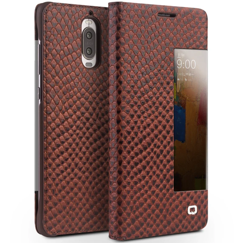 QIALINO чехол с функцией сна для Huawei Mate 9 Pro ультратонкий Ультратонкий из натуральной