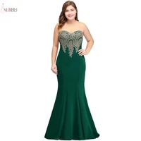 mermaid plus size long prom dresses applique sleeveless green prom gown vestidos de gala