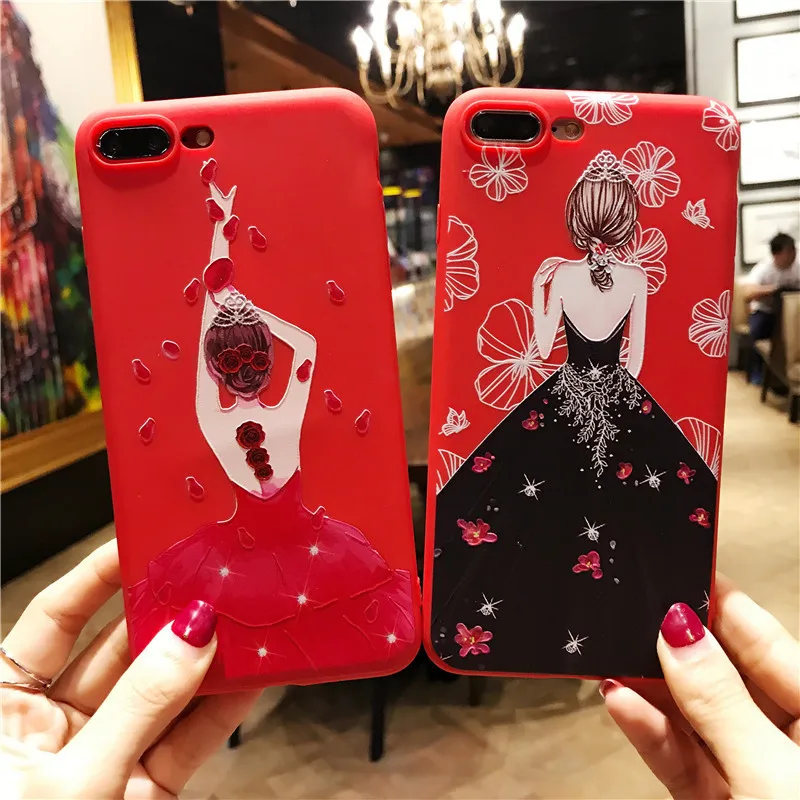 3D рельефный чехол невесты для iPhone 5 S SE 6 6S 7 8 Plus X мягкий из ТПУ Oppo R9 R11 R15 ЧЕХОЛ ДЛЯ vivo