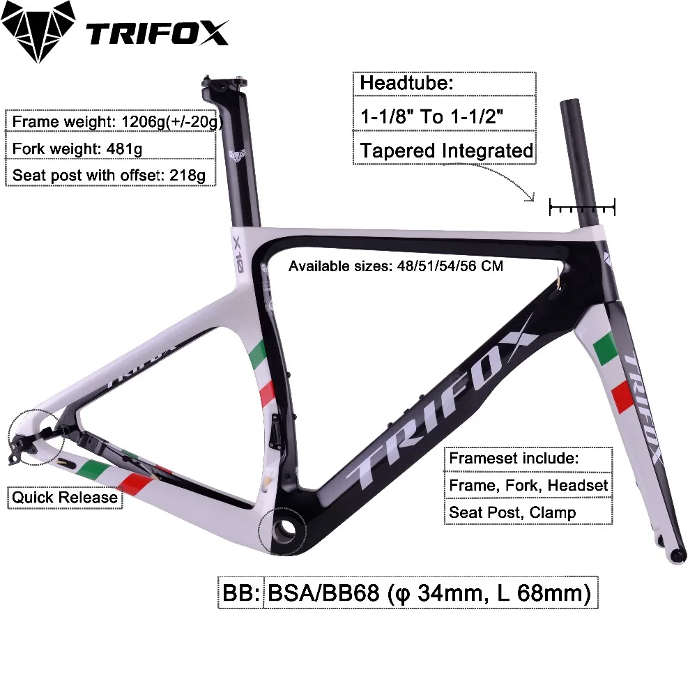 

TRIFOX 700 x 25C Thru Axle Aero Bicycle Frame Camo X10 Disc Brake DI2 BSA BB68 Threaded Full Carbon Road Bike Frameset X10