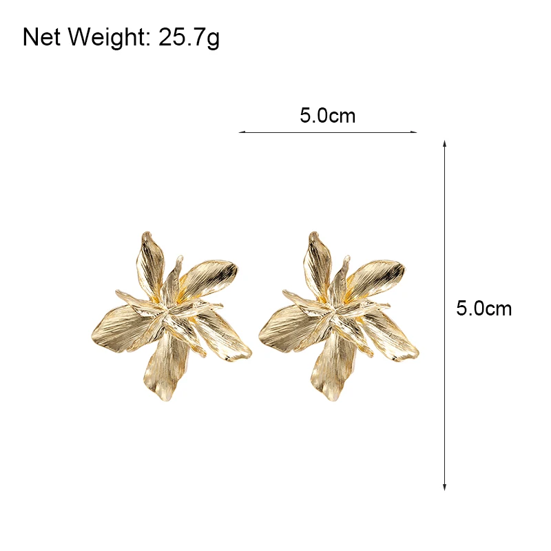 Женские серьги подвески с большим цветком AENSOA золотистые простые геометрические