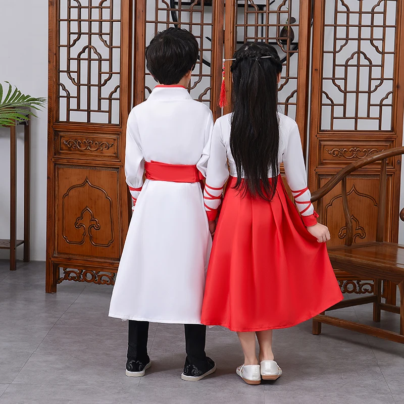 Детский костюм в китайском стиле ханьфу для мальчиков и девочек Ретро винтажный