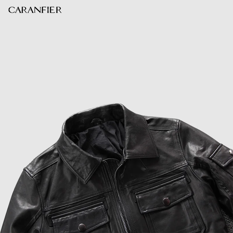 CARANFEIR 2019 100% мужская кожаная куртка из овечьей кожи новый стиль искусственная