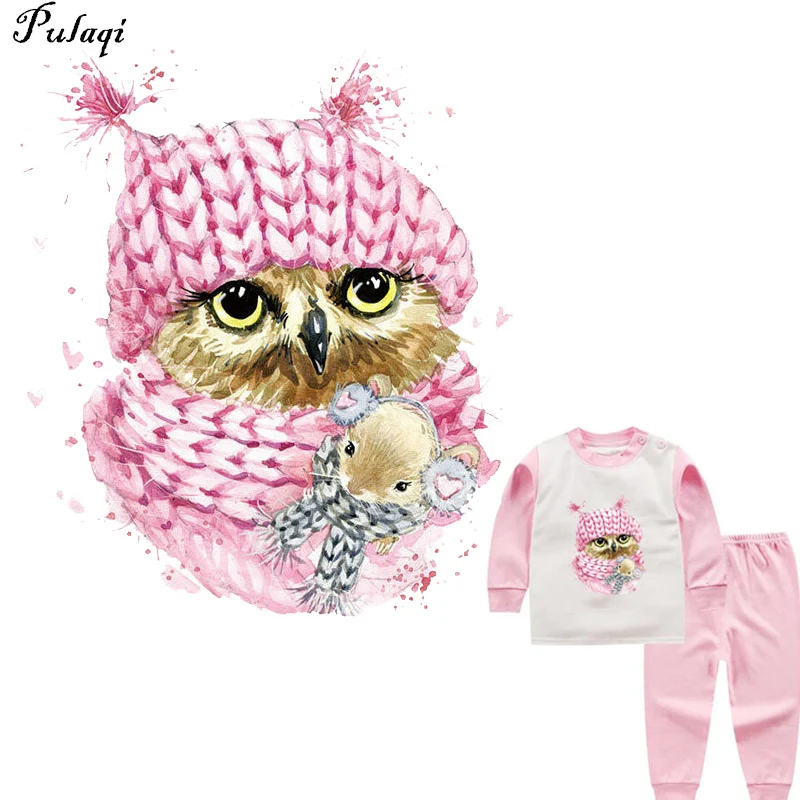 Pulaqi мультфильм полотенце Сова передачи Pathes тепло для печати на футболке платья