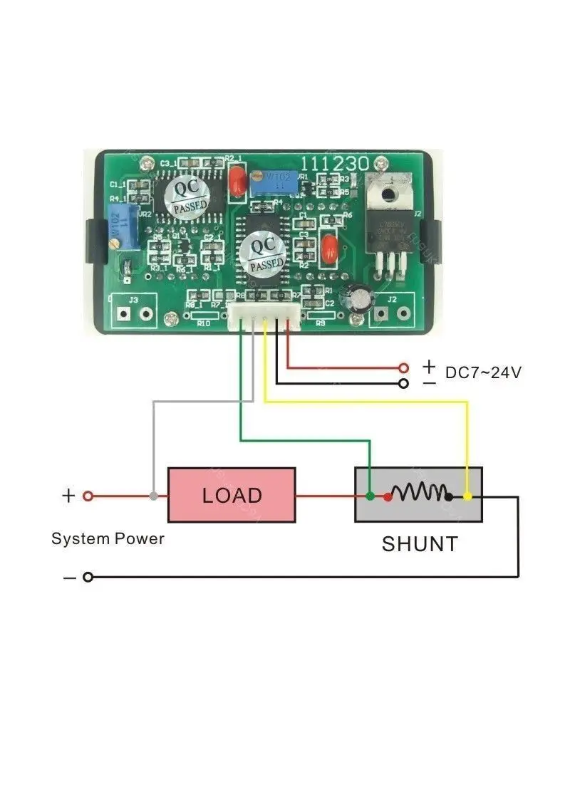 Комбинированный вольтметр амперметр постоянного тока 20 В +/ 50 а двунаправленный
