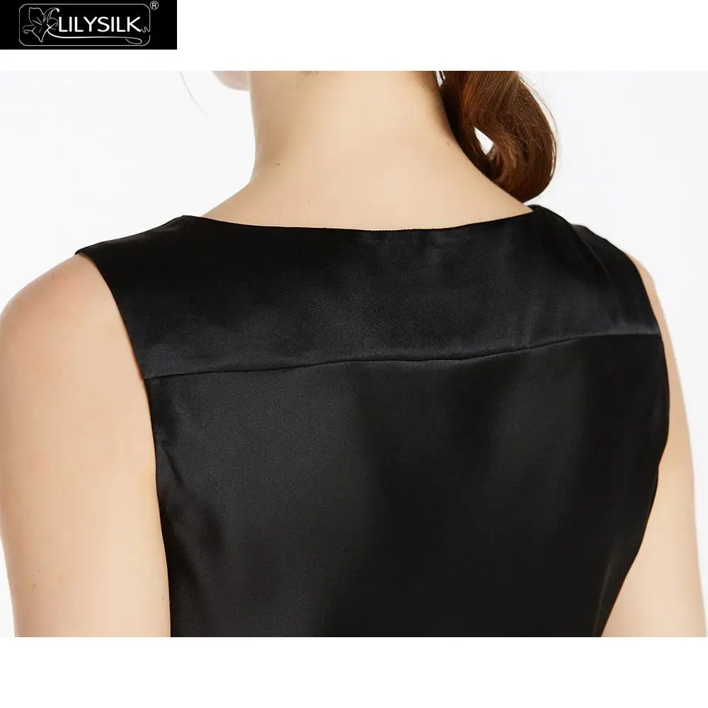 LILYSILK Women's 16mm Black Scoop Neck Silk Tank Shirt Black|tank shirt|silk tanktank shirt women |