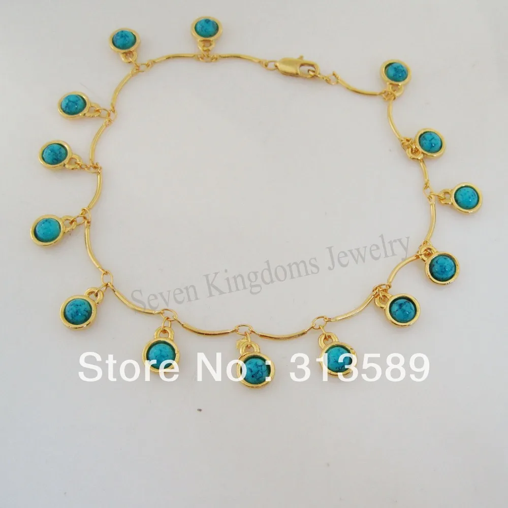 Набор сережек с великолепными синими камнями желтое золото GP верхний слой