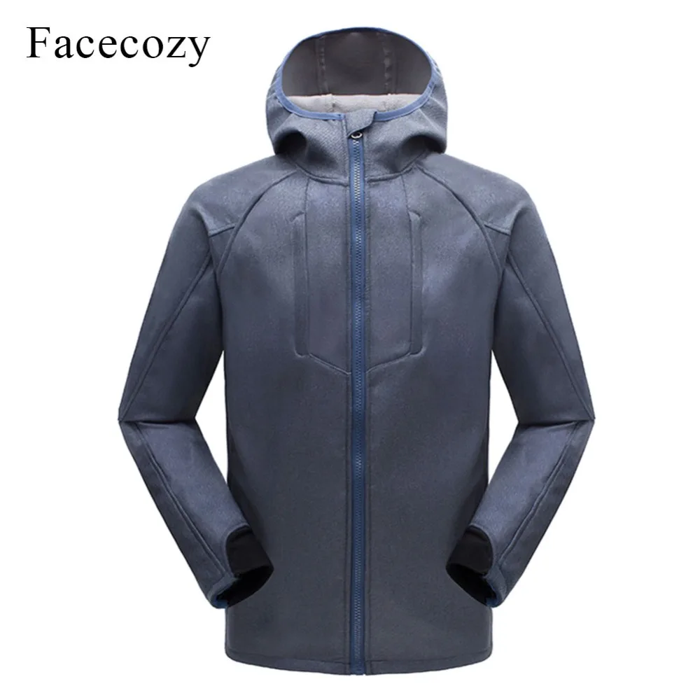 Facecozy Мужская зимняя флисовая ветровка с капюшоном мотоциклетная куртка