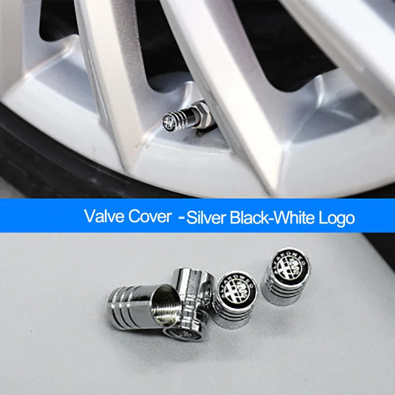 Silver Black QHCP колеса автомобиля крышки стержня вентиля шины Углеродного Волокна Клапанной крышки протектор 3 цвета 4 шт./компл. для Alfa Giulia автомобильные аксессуары - Цвет: Silver Black