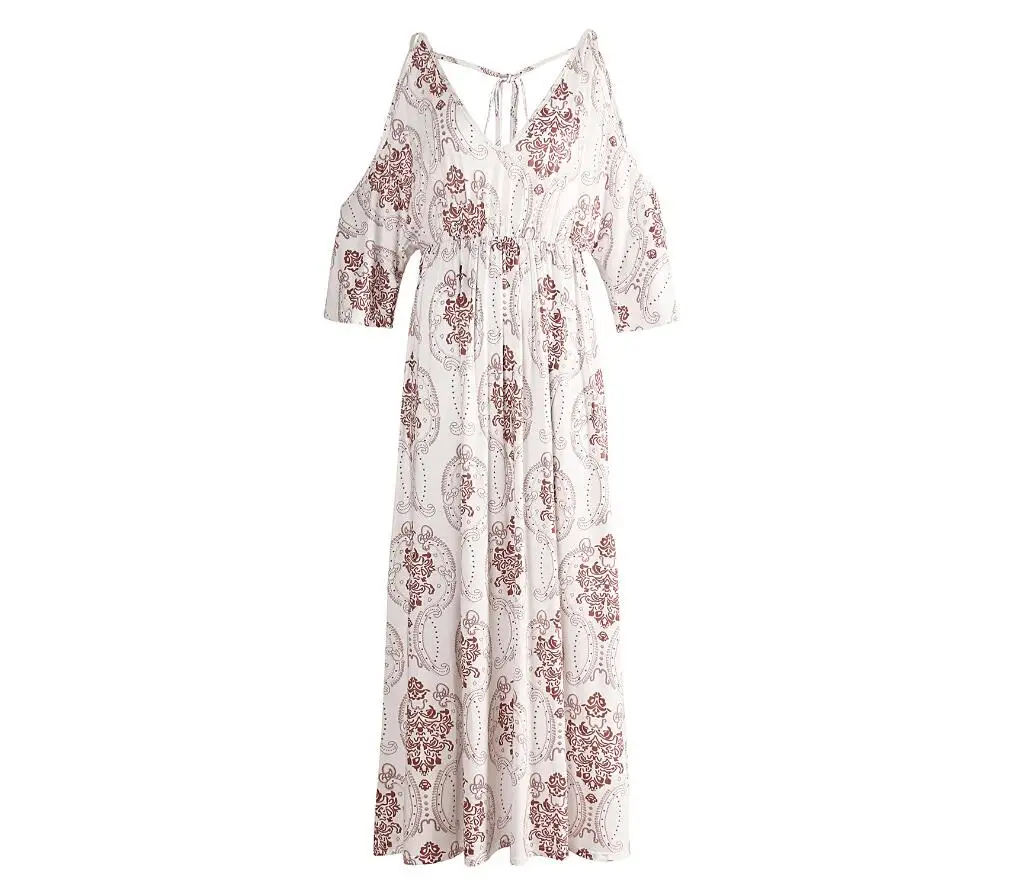 Женское богемное платье с цветочным принтом Boho белое свободное пляжное