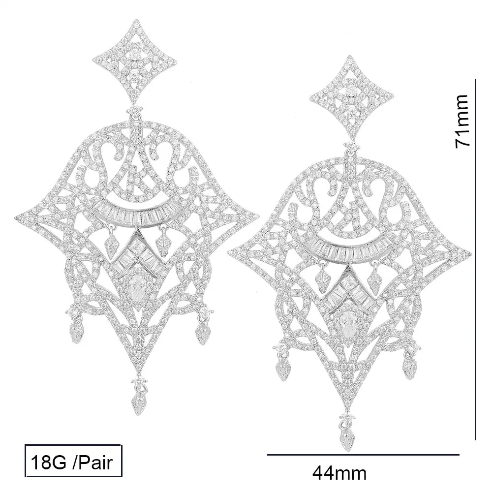 

SISCATHY Big Dangle Women Statement Earrings Luxury Cubic Zirconia Geometric Earrings For Women Party Ear Accessories