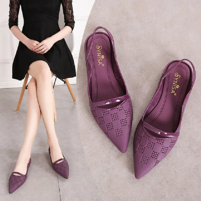 Летние модные женские открытые пляжные сандалии с острым носком и ремешком на