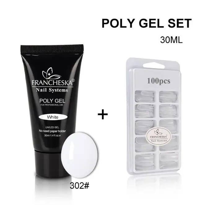 302 set 2 шт./компл. поли набором гелевых УФ акриловый строитель Polygel, быстро сохнут, наращивание ногтей искусство инструмент с креплением на кератиновых пластинах формы с украшением в виде кристаллов УФ-гель ломтик - Цвет: 302 set
