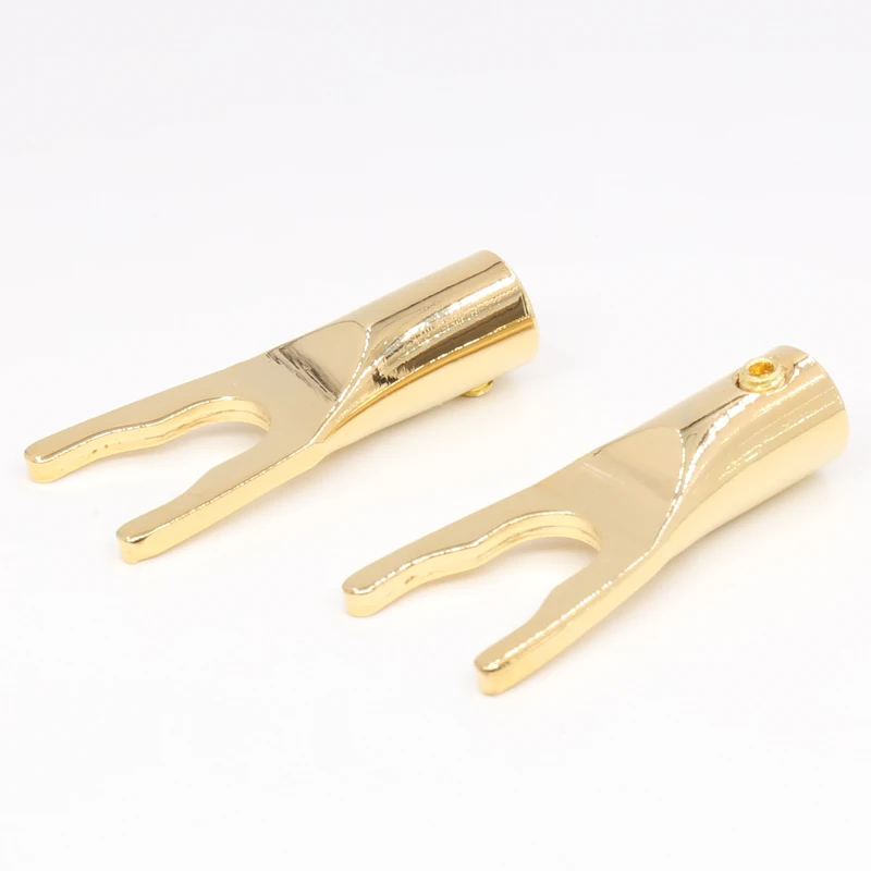 8pcs SY1531 audionote 24k Gold Plated Red Pure Copper Y spade plug for speaker cable connector | Электроника