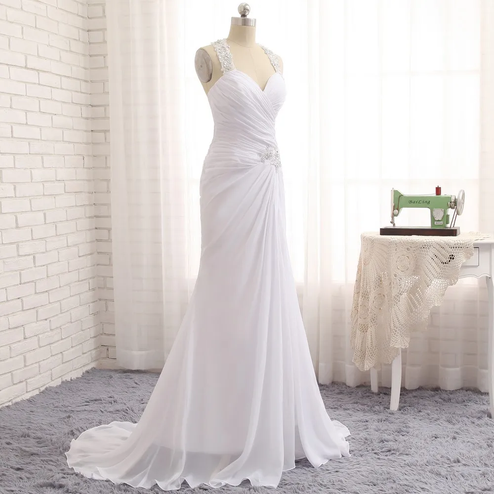Vestido De Noiva Пляжные свадебные платья в стиле Русалочки с бретелями завязывающимися
