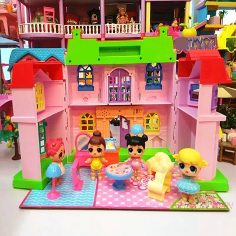 

Миниатюрные кукольные домики, Подарочные игрушки, вилла, Дом счастливой семьи, тема, Домик принцессы, комната, игрушка, комплект, мебельные н...
