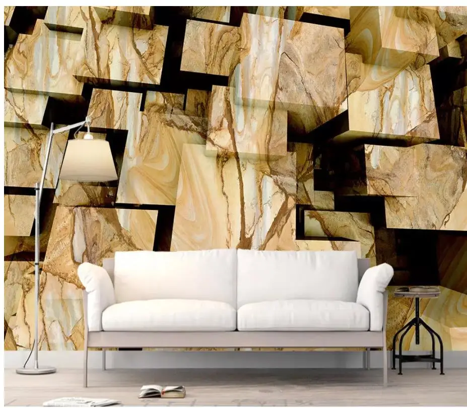 3D Wallpaper Custom Any Size Mural Marble space three-dimensional square modern background wall TV | Обустройство дома