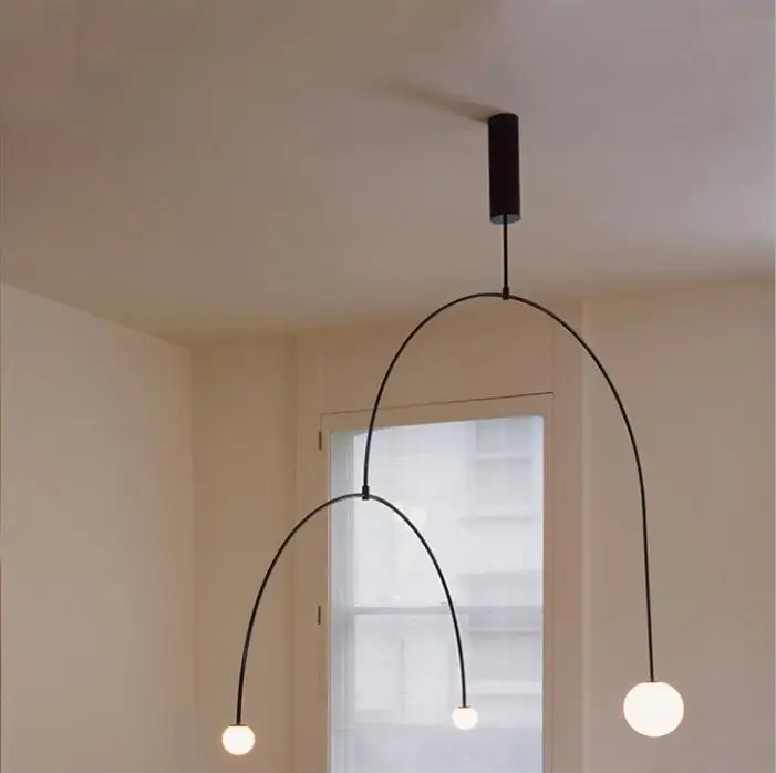 

L Nordic postmodern creative personality art living room bedroom cafe designer model room fashion LED chandelier Black LED
